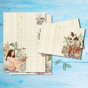 Set di cancelleria Autumn Books, carta da lettere A5 con buste abbinate, kit di forniture per amici di penna per posta ordinaria, fogli a righe/non a righe