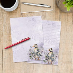 Duck in Jacket writing paper, Pen pal supplies, Stationery A5 letter writing sheets, Notepaper with or without lines, Cute writing paper