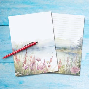 Papel de carta Lake View, Suprimentos para amigos por correspondência, Folhas de papelaria A5 para escrever cartas, Papel de carta com ou sem linhas, Papel de carta fofo