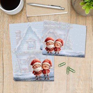 Ensemble de papeterie Mr et Mme Claus, papier à lettres A5 avec enveloppes assorties, kit de fournitures pour correspondance, feuilles avec ou sans doublure