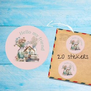 Pegatinas Afternoon Relax, paquete de 20 pegatinas redondas mate cortadas individualmente, lindas etiquetas decorativas de correo feliz para correo postal, pegatinas para correo de amigos por correspondencia