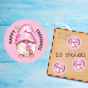 Happy Thoughts adesivi rotondi opachi tagliati individualmente confezione da 20, etichette decorative carine gonk happymail per posta lumaca, adesivi Planner
