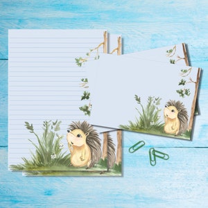 Juego de erizo Heidi, hojas de escritura A5 y sobres a juego, paquete de cartas con o sin líneas, papelería para correo postal otoñal, suministros para amigos por correspondencia