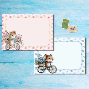 Buste "Topi in bicicletta", confezione da 5 o 10, buste Happy Mail per lettere di amici di penna, buste postali formato C6