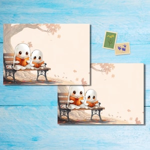 Paquete de 5 o 10 sobres Bookish Ghosts, sobres Happy Mail para cartas a amigos por correspondencia, sobres de tamaño C6 para enviar por correo