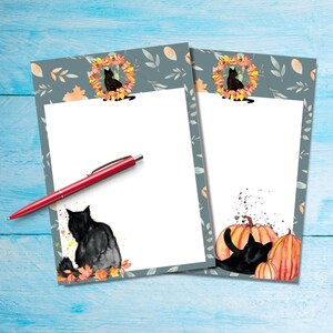 Autumn Cats stationery letter sheets, Penpal supplies, A5 letter writing paper, Cute fall notepaper with or without lines for correspondence
