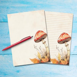 Papel para escribir cartas Toadstool A5, suministros para amigos por correspondencia, hojas rayadas o sin rayar, lindo papel para notas con o sin líneas