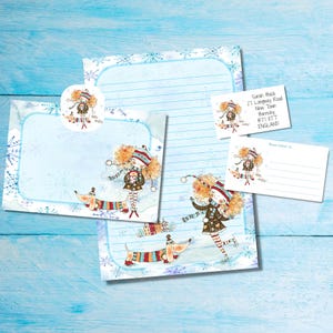 Kit di lettere invernali abbinate per corrispondenza amico di penna/posta ordinaria, carta da lettere A5, buste, etichette per indirizzi, etichette PDT, adesivi rotondi per posta allegra