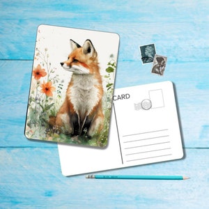 Foxes Postcard set di 5, cartolina formato A6 con angoli arrotondati, bellissima cartolina illustrata postcrossing 14,8 cm x 10,5 cm immagine 3