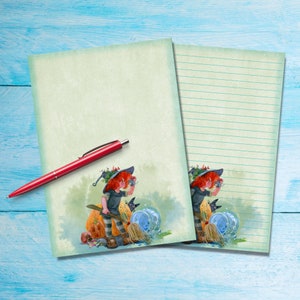 Papel para escribir cartas A5 de Angry Witch, suministros para amigos por correspondencia, hojas de notas rayadas o sin rayar, lindo papel de notas con o sin líneas