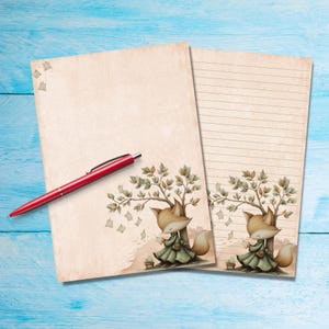 Woodland Whispers writing paper, Cute A5 Pen pal supplies, Single stationery letter writing note sheets, Notepaper with or without lines