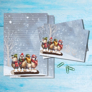 Set di cancelleria formato A5 "Too Cool for Winter", graziosi articoli per amici di penna, kit per posta ordinaria, fogli a righe o non a righe con buste abbinate.