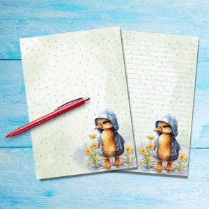 Papel para cartas tamaño A5 Raincoat Duck, suministros para amigos por correspondencia, hojas de cartas rayadas o sin rayar, lindo papel para notas con o sin líneas