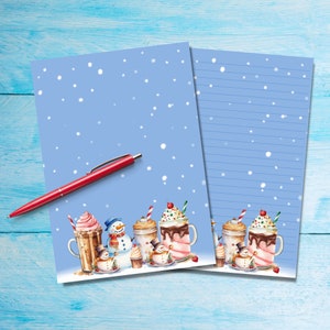 Frosty Drinks A5 Briefpapier, linierter oder unlinierter Briefpapier Briefpapier, Pen pal Schreibwaren