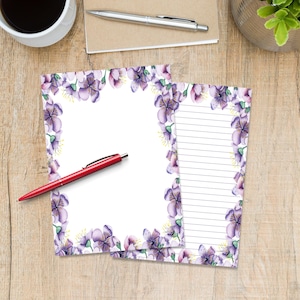 Carta da lettere A5 con bordo di fiori primaverili, materiale per corrispondenza, fogli di carta per appunti a righe o bianchi, carta da lettere floreale con/senza righe