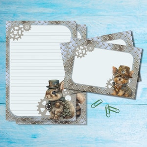 Set di cancelleria formato A5 con animali Steampunk e buste abbinate, graziosi articoli per amici di penna, kit per posta ordinaria, fogli a righe o non a righe.