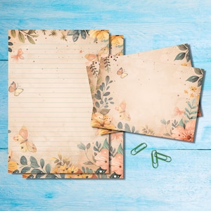 Conjunto de papelaria Butterfly Border, papel para escrever cartas A5 com envelopes combinando, kit de suprimentos para amigos por correspondência Snail Mail, folhas pautadas/sem pauta