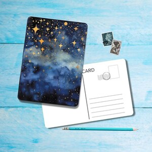 Postal de cielo nocturno (n.º 2), postal tamaño A6 con esquinas redondeadas, hermosa postal individual ilustrada de Postcrossing de 14,8 cm x 10,5 cm