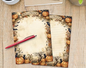 Halloween writing paper, A5 Stationery letter sheets, Pen pal supplies, Snail mail notes