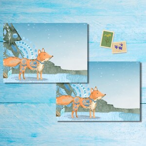 Paquete de sobres Icy Fox de 5 o 10, suministros de papelería Pen pal, sobres estampados C6 para cartas,