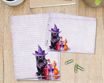 Juego de papelería Magic Cat, papel para cartas A5 con sobres a juego, bonitos suministros para amigos por correspondencia, kit para correo postal, hojas rayadas y sin rayar