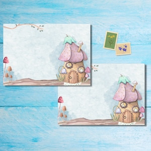 Paquete de 5 o 10 sobres de Fairy Houses, sobres de correo alegres para cartas de amigos por correspondencia, sobres de tamaño C6 con envío postal.