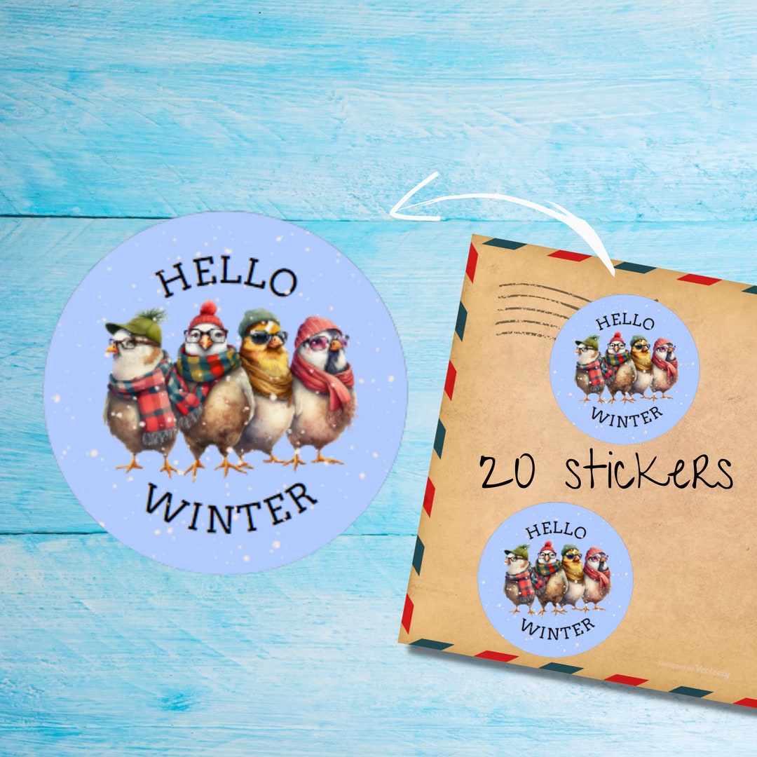Too Cool for Winter Stickers Pack, Cute Individually Cut Round Matte ...