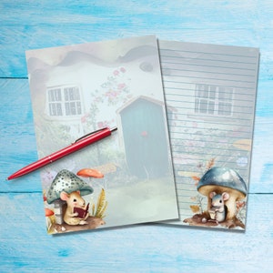 Papel para cartas tamaño A5 con diseño de ratones de jardín, suministros para amigos por correspondencia, hojas de cartas rayadas o sin rayar, lindo papel de notas con o sin líneas