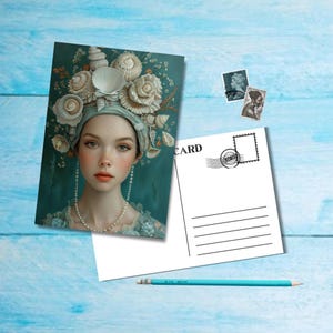 Filles au chapeau (n° 3), carte postale au format A6 avec coins arrondis, belle carte postale illustrée post-crossing 14,8 cm x 10,5 cm