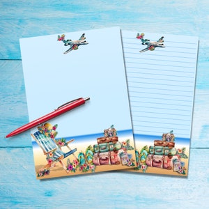 Papel para cartas tamaño A5 para vacaciones de verano, suministros para amigos por correspondencia, hojas de papelería con o sin líneas, lindo papel para notas con o sin líneas