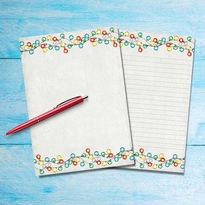 Festive Lights Papel para cartas A5, Suministros para amigos por correspondencia, Papelería con líneas o sin líneas, Papel de carta lindo con o sin líneas