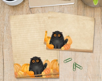 Orange Pumpkins stationery set with matching envelopes, A5 letter writing Penpal supplies, Snail mail kit, Lined or unlined sheets