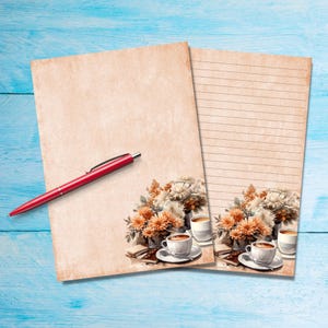 Carta da lettere A5 Morning Coffee, Forniture per amici di penna, Fogli di cancelleria a righe o non a righe, Carta da lettere carina con o senza righe
