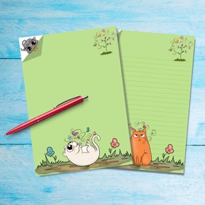 Papel para cartas A5 con gatos y mariposas, suministros para amigos por correspondencia, hojas de papelería, papel para notas con o sin líneas, lindo papel para escribir