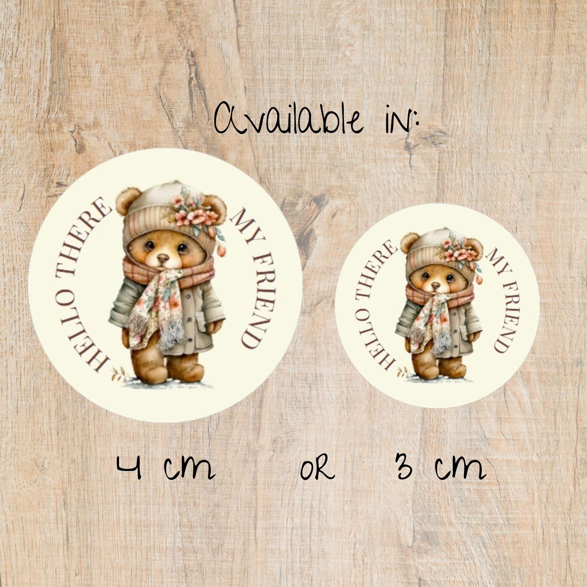 Wrapped up Teddy Stickers Pack, Cute Individually Cut Round Matte Happy ...