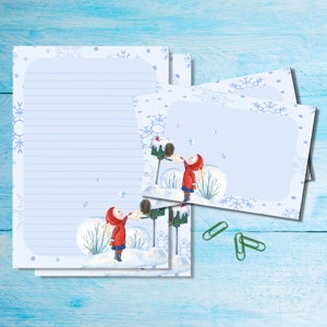 Set di cancelleria per lettere Winter Mail A5, graziosi articoli per amici di penna, kit per posta ordinaria, fogli a righe o non a righe con buste/adesivi coordinati
