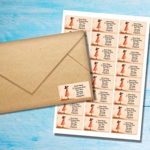 Etiquetas de dirección de remitente de Waiting Girl, 24 etiquetas autoadhesivas por hoja, pegatinas rectangulares de 63,5 x 33,9 mm para cartas a amigos por correspondencia