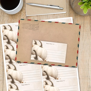 White Pumpkins self adhesive please deliver to.. labels, 10 labels per sheet, 99.1 x 57.0 mm rectangular PDT stickers