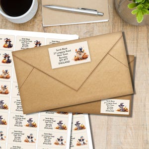 Pumpkin Patch return address labels, 24 self adhesive labels per sheet, 63.5 x 33.9 mm rectangular stickers with rounded corners