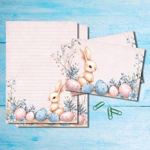 Juego de papelería para escribir cartas Egg Hunt A5, lindo paquete de suministros para amigos por correspondencia, kit de correo postal con hojas A5, sobres y pegatinas a juego