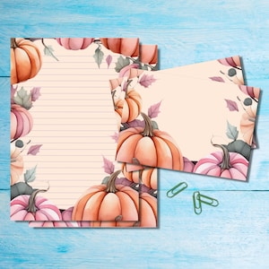 Set di cancelleria con bordo di zucca, carta da lettere A5 con buste abbinate, grazioso kit di forniture per amici di penna, fogli a righe o non a righe per posta ordinaria