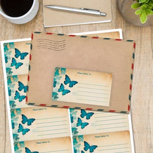 Jade butterflies self adhesive please deliver to.. labels, 10 labels per sheet, 99.1 x 57.0 mm rectangular stickers with rounded corners