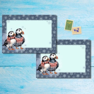 Paquete de 5 o 10 sobres Winter Puffin, sobres Happy Mail para cartas a amigos por correspondencia, sobres con envío postal tamaño C6