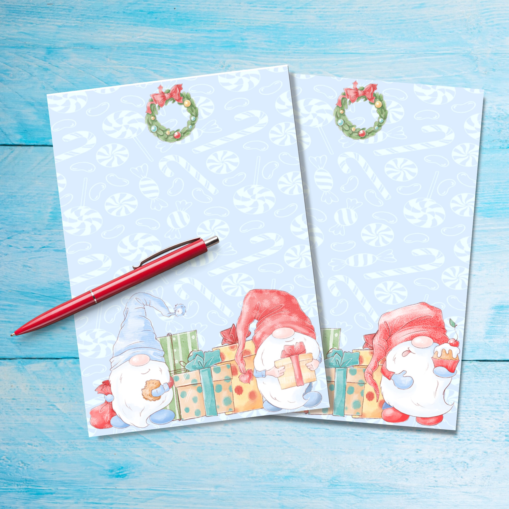 Papier à lettres Noël Gnomes A5, feuilles de papier à lettres lignées ou  non lignées de papeterie de Noël mignon, fournitures de stylo, remplisseur  de bas -  France