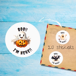 Boo!! Confezione di adesivi misti, graziose etichette postali rotonde opache e tagliate singolarmente, articoli per amici di penna per decorare buste