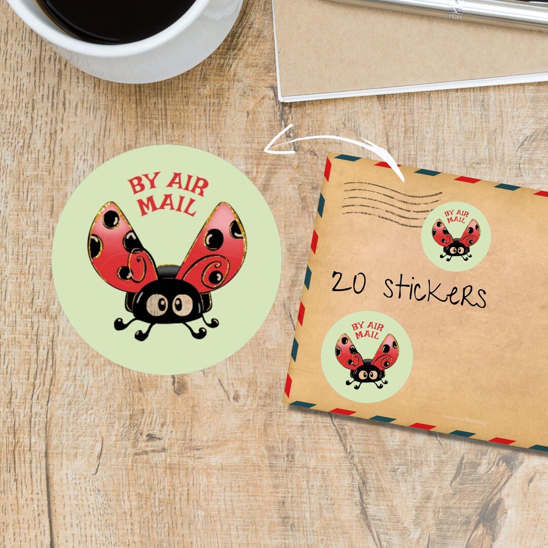 Adorable Ladybug On Clover Stickers! 48 Envelope Seals – 1.2 Inches Round
