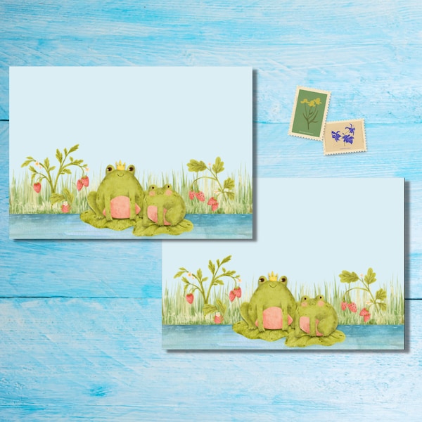 Strawberry Frog pack of 5 or 10 envelopes, penpal letter supplies, happy mail stationery, A6 size envelope set