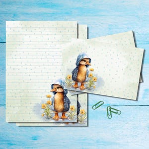 Juego de papelería para escribir cartas Raincoat Duckling A5, suministros para amigos por correspondencia, kit para correo postal, hojas rayadas o sin rayar con sobres y pegatinas a juego