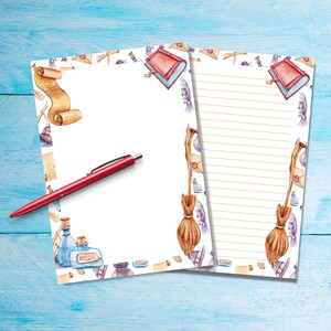 Papel para escribir cartas Magic Letter A5, lindas hojas de papelería mágicas separadas, papel para notas con o sin líneas con temática de mago, suministros para amigos por correspondencia,
