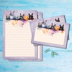Conjunto de papelaria Bat Line-up, papel para escrever cartas A5 com envelopes combinando, kit de suprimentos para amigos por correspondência, folhas pautadas/sem pauta